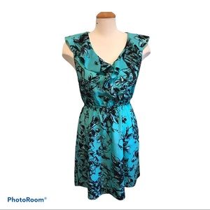 NWOT BCBGeneration Teal & Black Ruffled Dress M